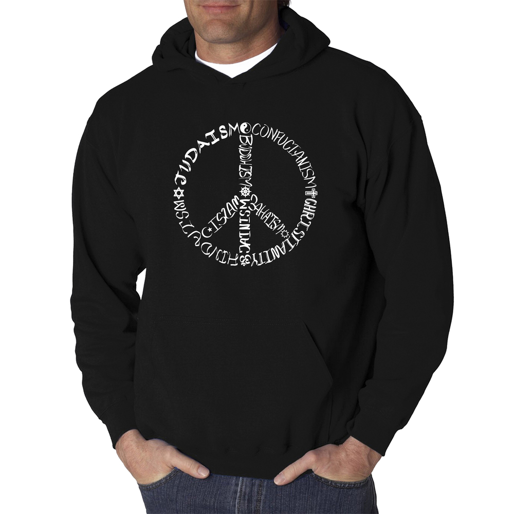 Men's Word Art Hooded Sweatshirt - Different Faiths peace sign